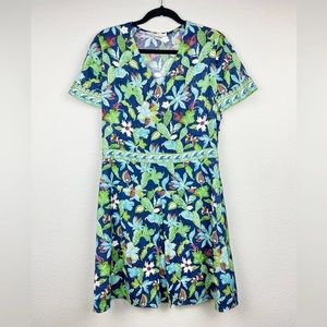 Tory Burch, Valerie A-Line Floral Crepe Jersey Dress Size 8